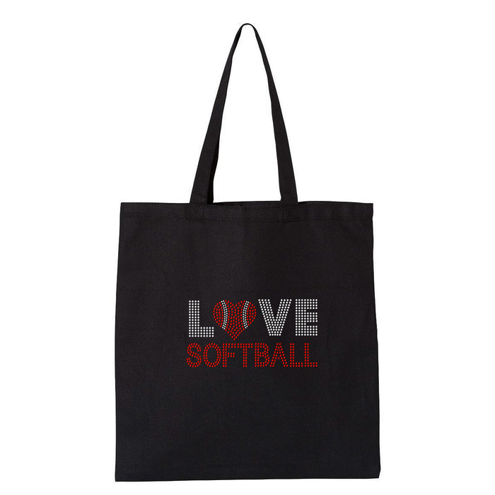 Rhinestone Bling Choose your Style Love Softball Red Heart Ball Sports