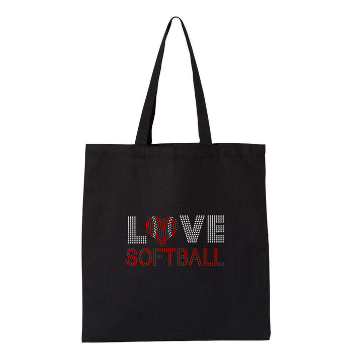 Rhinestone Bling Choose your Style Love Softball Red Ball Heart Sports