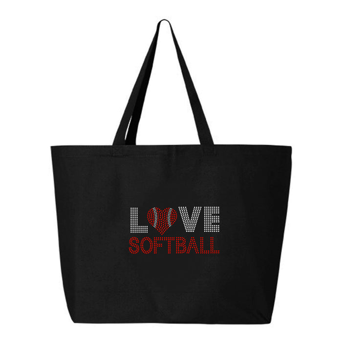 Rhinestone Bling Choose your Style Love Softball Red Heart Ball Sports