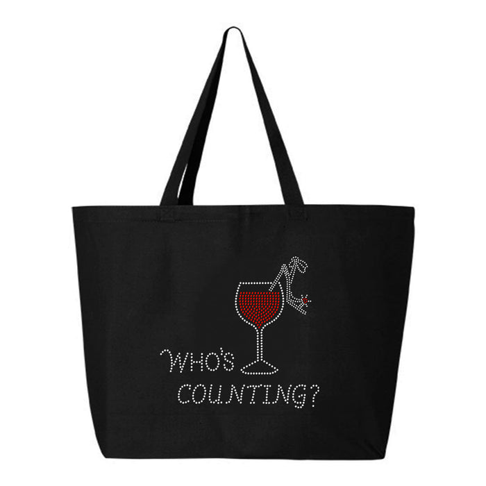 Rhinestone Bling Choose your Style Who's Counting Glass Red Wine Drinks