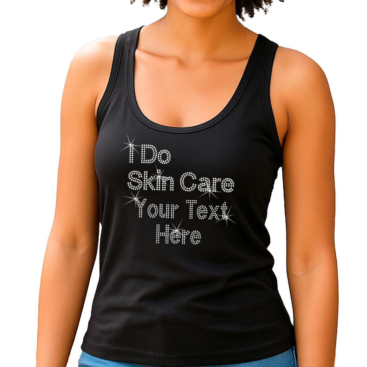 Custom Women’s T-Shirt – Beauty Personalized Rhinestone Design and Text