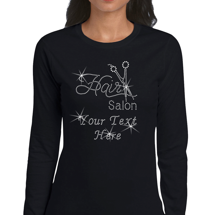 Custom Women’s T-Shirt – Beauty Personalized Rhinestone Design and Text