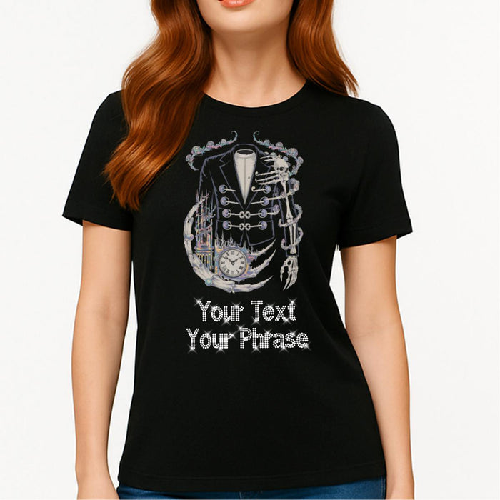 Custom Women’s T-Shirt – Biker DTF Print with Personalized Rhinestone Text