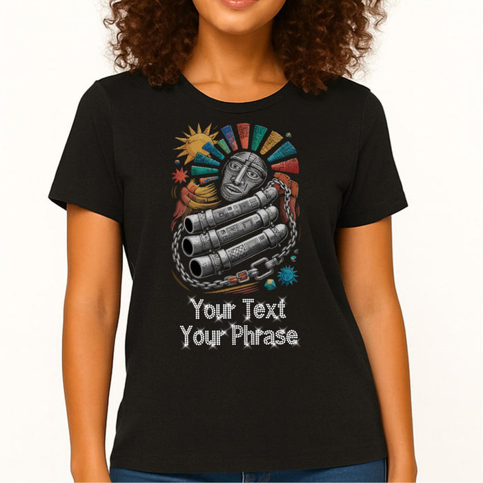 Custom Women’s T-Shirt – Biker DTF Print with Personalized Rhinestone Text