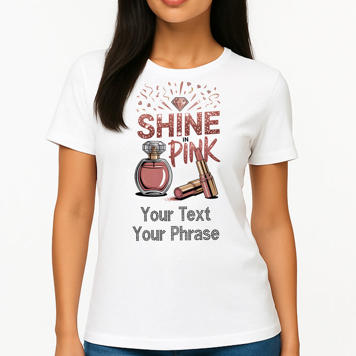 Custom Women’s T-Shirt – Birthdays DTF Print with Personalized Rhinestone Text