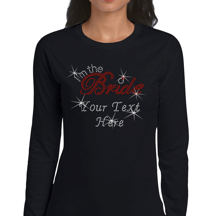 Custom Women’s T-Shirt – Bridal Personalized Rhinestone Design and Text