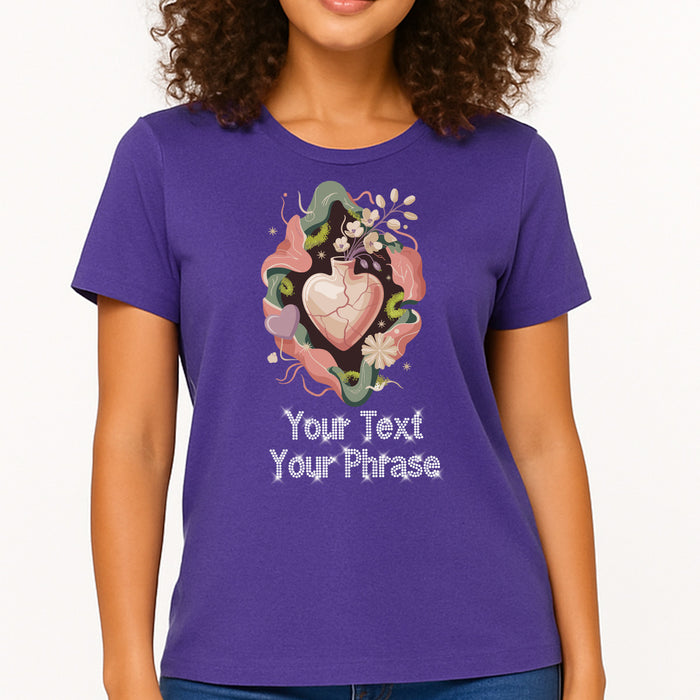Custom Women’s T-Shirt – Bridal DTF Print with Personalized Rhinestone Text