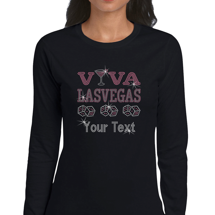 Custom Women’s T-Shirt –Casino Personalized Rhinestone Design and Text