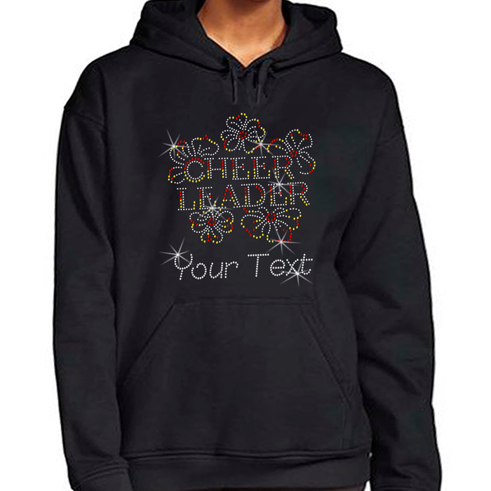 Custom Women’s T-Shirt – Cheer Personalized Rhinestone Design and Text