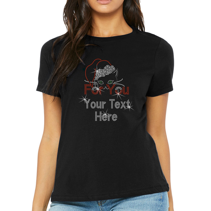 Custom Women’s T-Shirt – Christmas  Personalized Rhinestone Design and Text