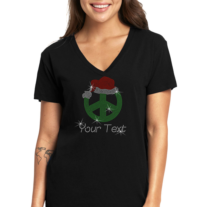 Custom Women’s T-Shirt – Christmas  Personalized Rhinestone Styles and Text