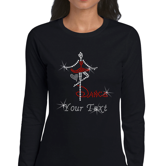 Custom Women’s T-Shirt – Dance Personalized Rhinestone Design and Text