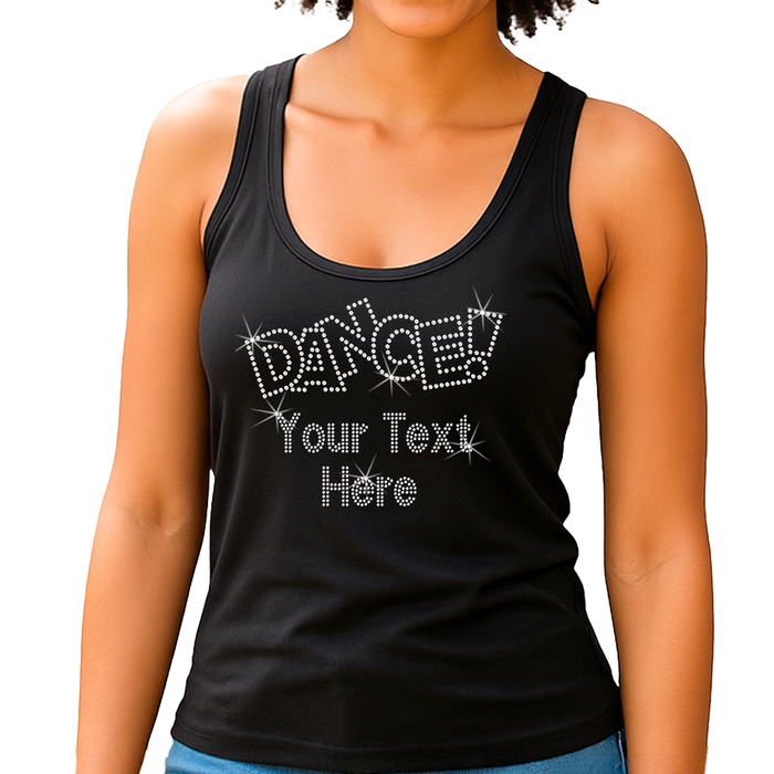 Custom Women’s T-Shirt – Dance Personalized Rhinestone Style and Text