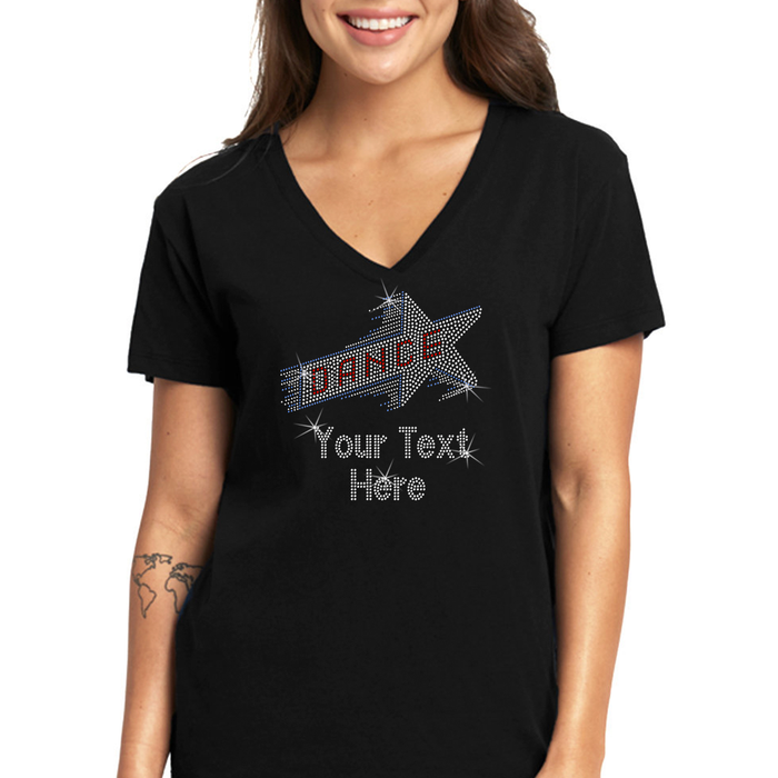 Custom Women’s T-Shirt – Dance Personalized Rhinestone Style and Text