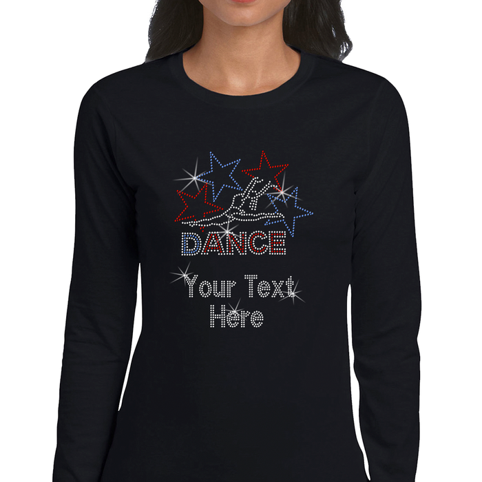 Custom Women’s T-Shirt – Dance Personalized Rhinestone Style and Text