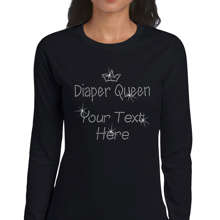 Custom Women’s T-Shirt – Funny Personalized Rhinestone Design and Text