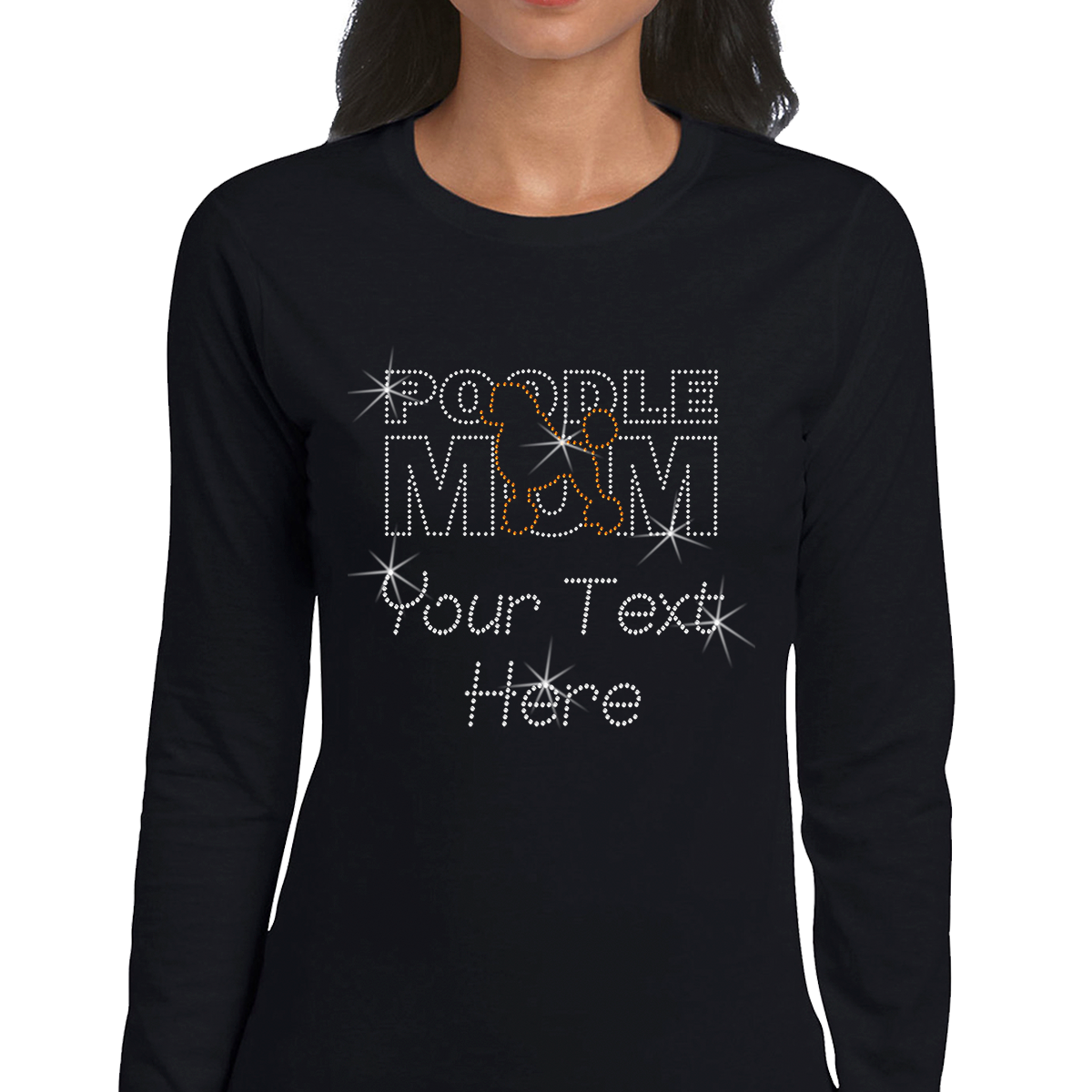 Custom Women’s T-Shirt – Pets Dog Personalized Rhinestone Design and Text