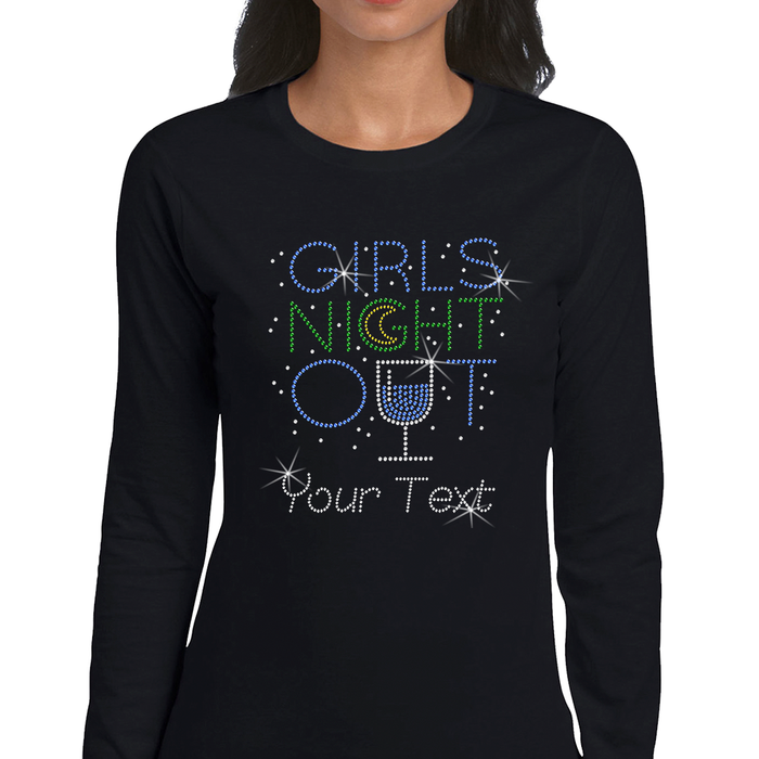 Custom Women’s T-Shirt – Drinks Personalized Rhinestone Style and Text