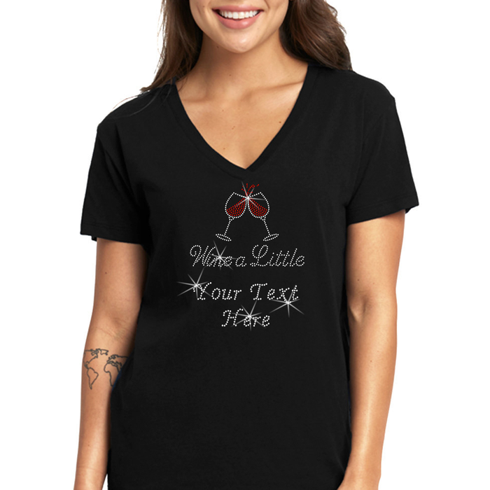 Custom Women’s T-Shirt – Drinks Personalized Rhinestone Style and Text