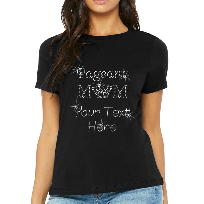 Custom Women’s T-Shirt – Family Personalized Rhinestone Design and Text