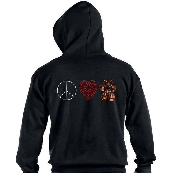 Rhinestone Bling Choose your Style Peace Love Paw Heart Dog Animals