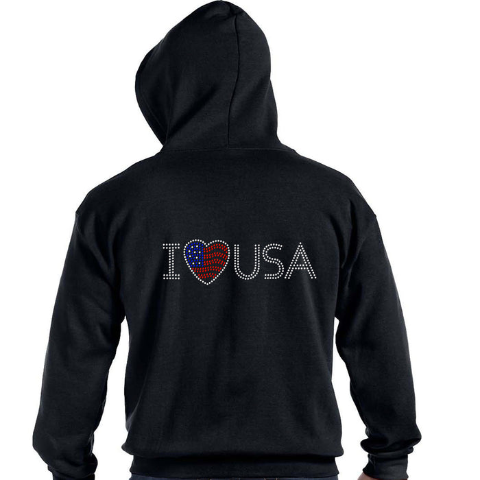 Rhinestone Bling Choose your Style I Love USA Flag Heart America Patriotic