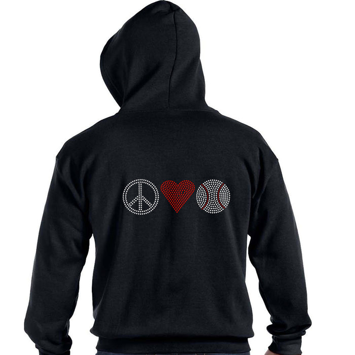 Rhinestone Bling Choose your Style Peace Love Baseball Red Heart Sports