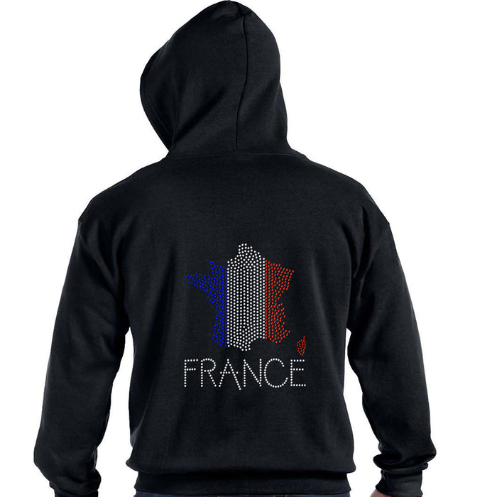 Rhinestone Bling Choose your Style France Flag Map Sparkle cities