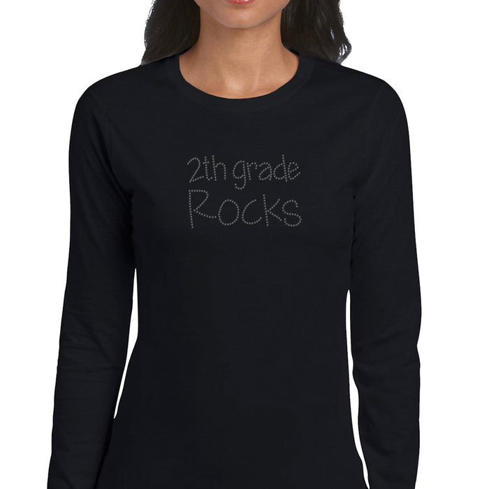 Rhinestone Bling Choose your Style 2nd Grade Rocks School Black