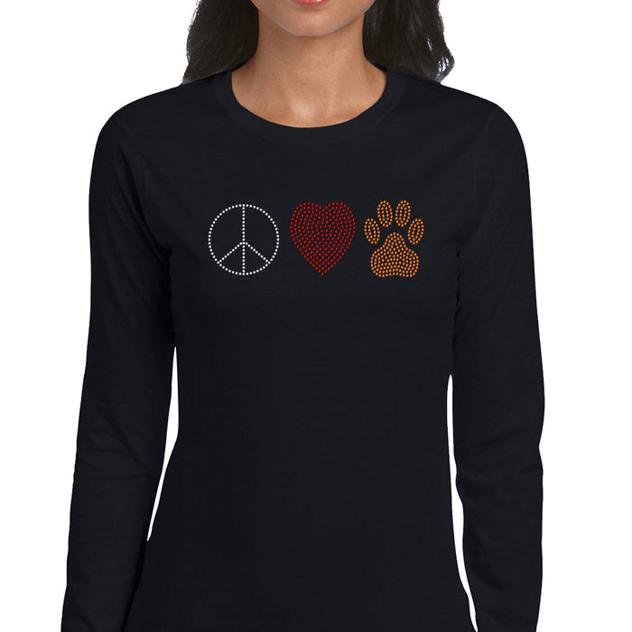 Rhinestone Bling Choose your Style Peace Love Paw Heart Dog Animals