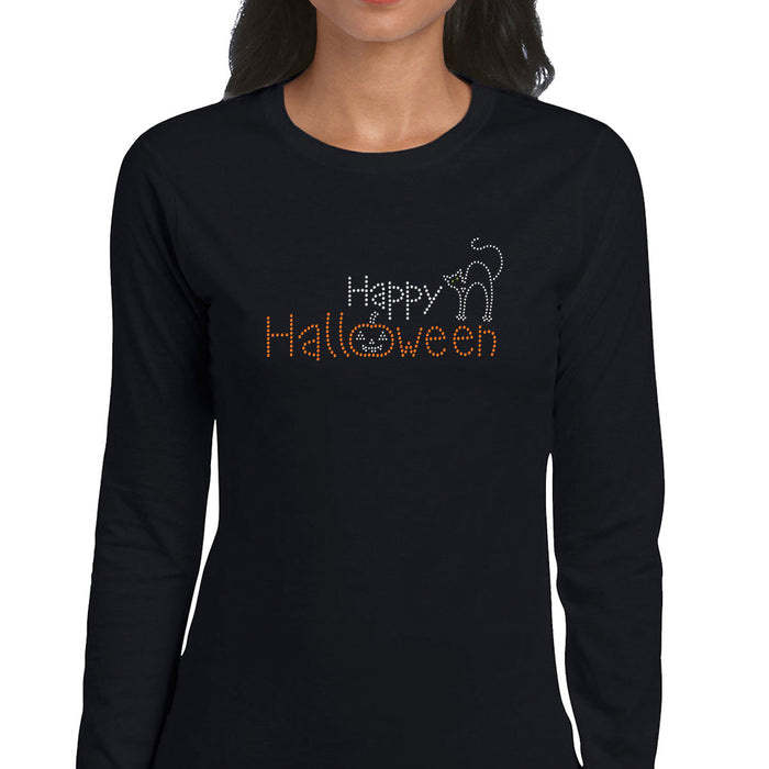 Rhinestone Bling Choose your Style Happy Halloween Cat