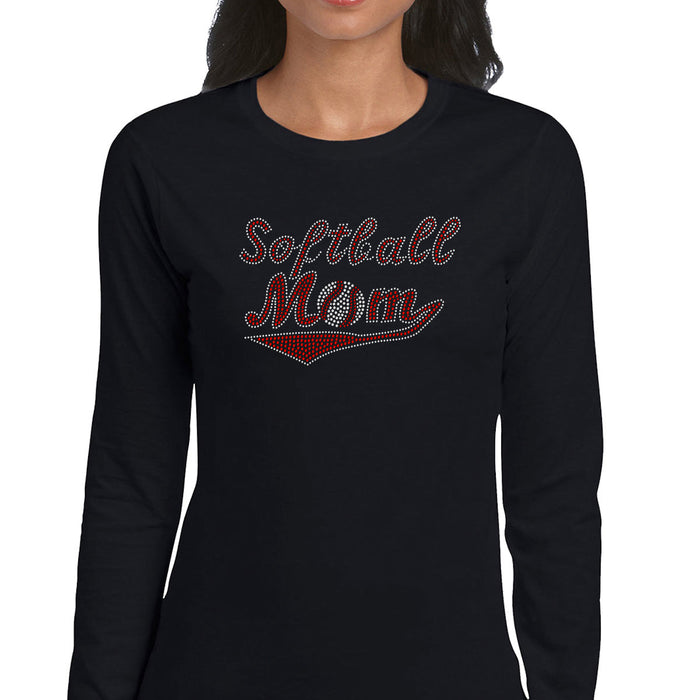 Rhinestone Bling Choose your Style Softball Mom Red White Sports Family