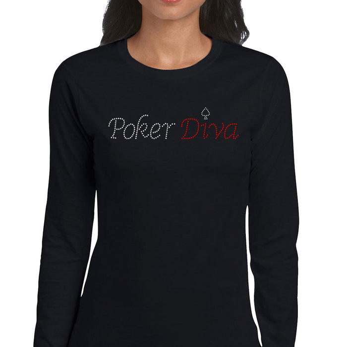 Rhinestone Bling Choose your Style Poker Diva Red White Leisure Vegas