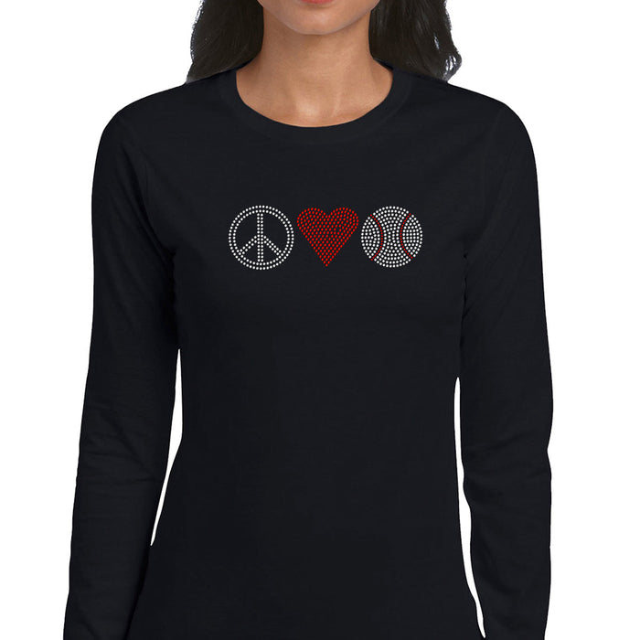 Rhinestone Bling Choose your Style Peace Love Baseball Red Heart Sports