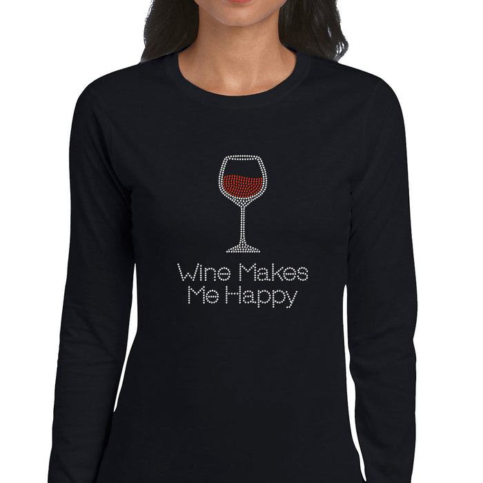 Rhinestone Bling Choose your Style Red Wine Makes me Happy Drinks