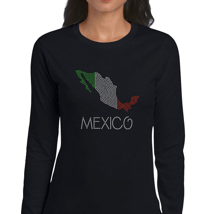 Rhinestone Bling Choose your Style Mexico Flag Map Sparkle cities