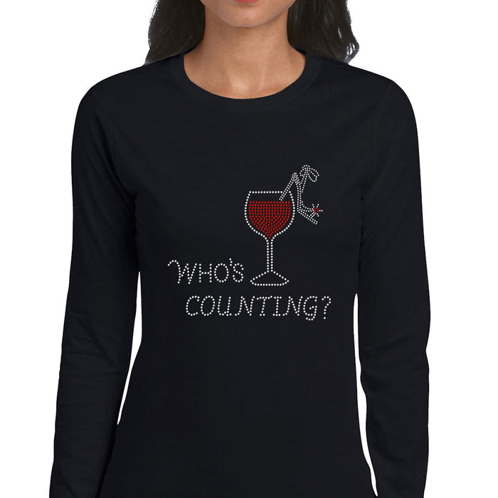 Rhinestone Bling Choose your Style Who's Counting Glass Red Wine Drinks