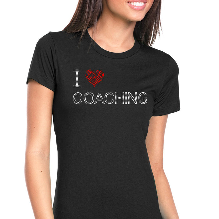 Rhinestone Bling Choose your Style I Love Coaching Heart Sports