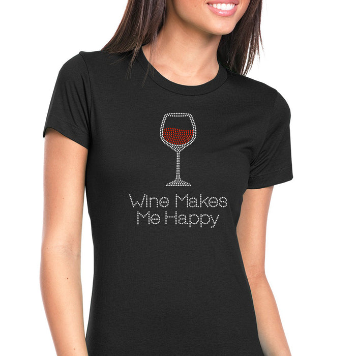 Rhinestone Bling Choose your Style Wine Makes Me Happy Glass Drinks