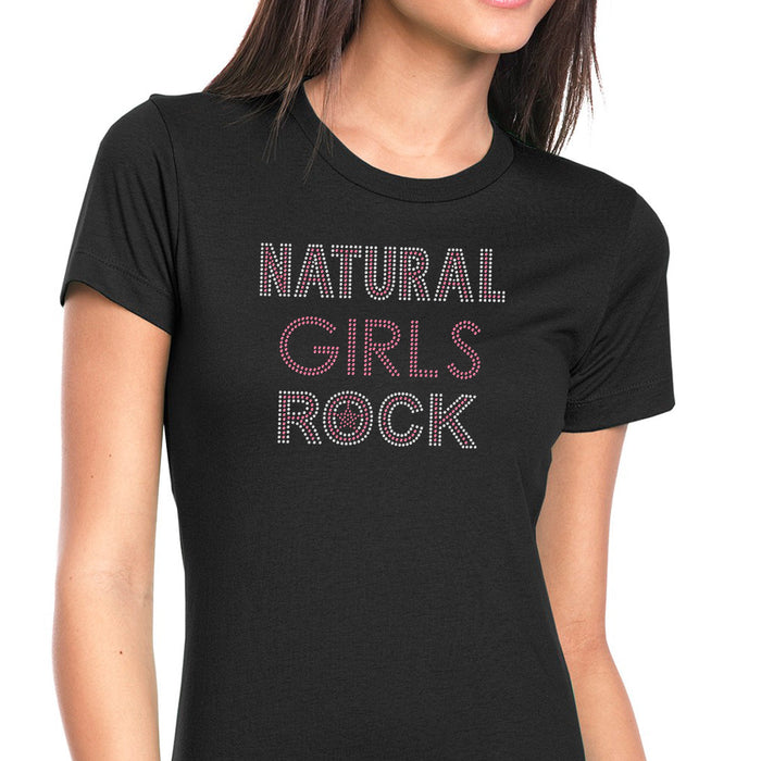 Rhinestone Bling Choose your Style Natural Girls Rock Pink Sparkle Funny