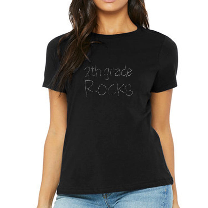 Rhinestone Bling Choose your Style 2nd Grade Rocks School Black