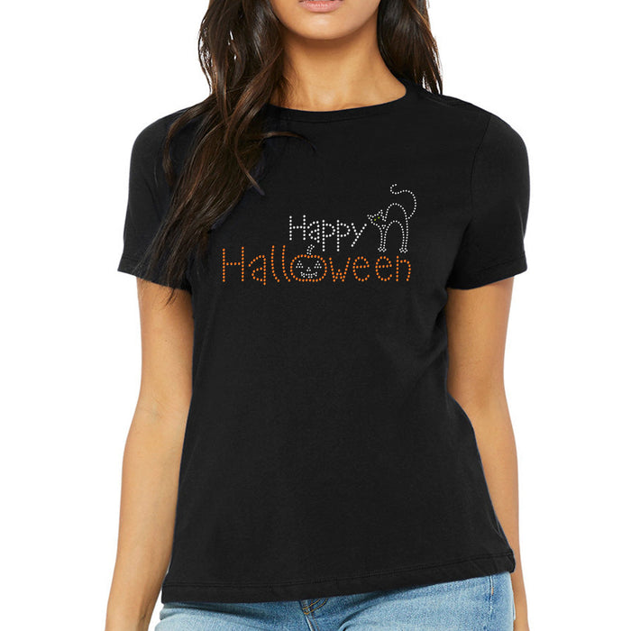 Rhinestone Bling Choose your Style Happy Halloween Cat