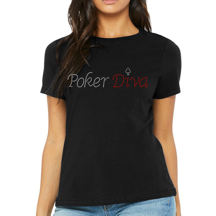 Rhinestone Bling Choose your Style Poker Diva Red White Leisure Vegas