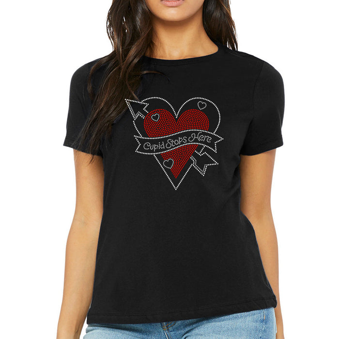 Rhinestone Bling Choose your Style Love Heart Cupid Stops Here Valentine's