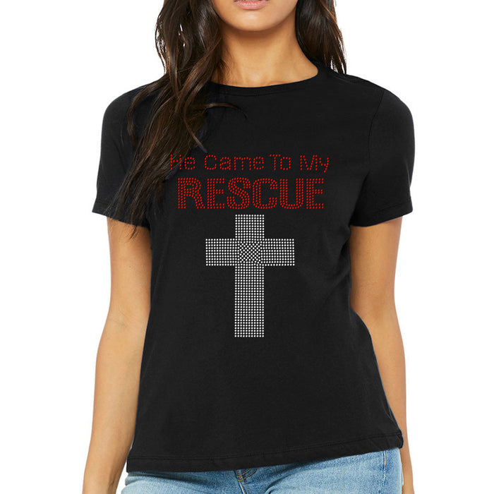 Rhinestone Bling Choose your Style He Came to my Rescue Jesus God Religion Faith