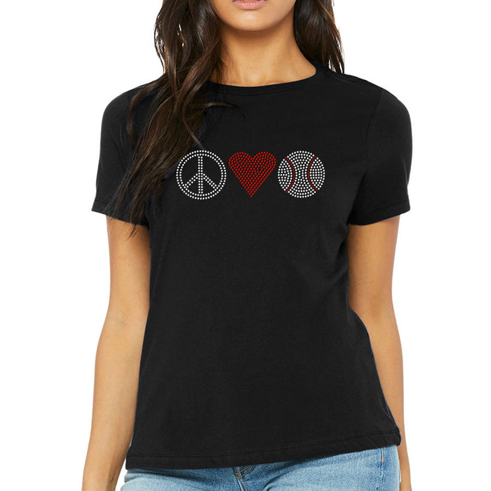 Rhinestone Bling Choose your Style Peace Love Baseball Red Heart Sports