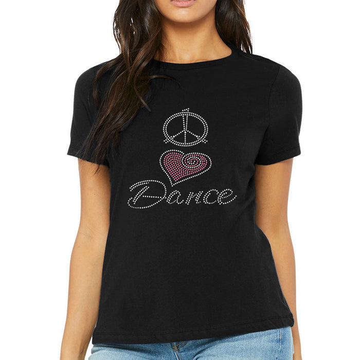 Rhinestone Bling Choose your Style Peace Love Dance Pink Heart Dance