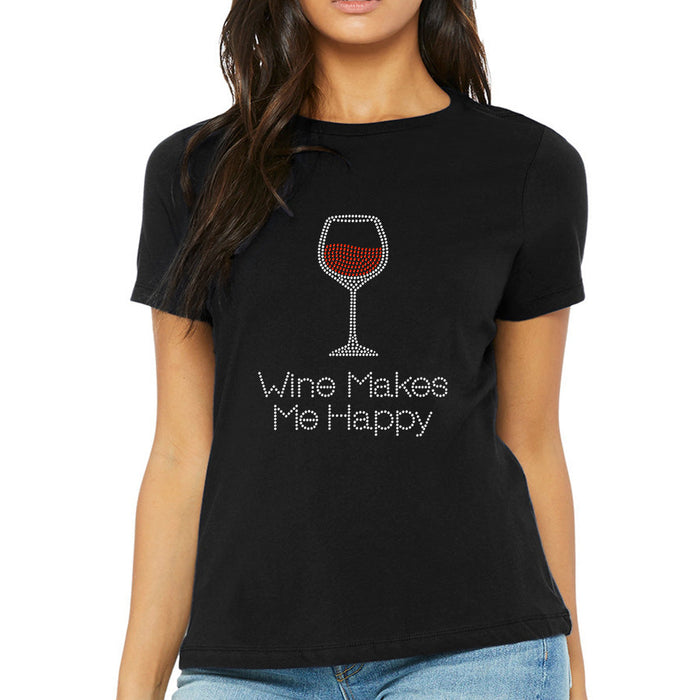 Rhinestone Bling Choose your Style Red Wine Makes me Happy Drinks