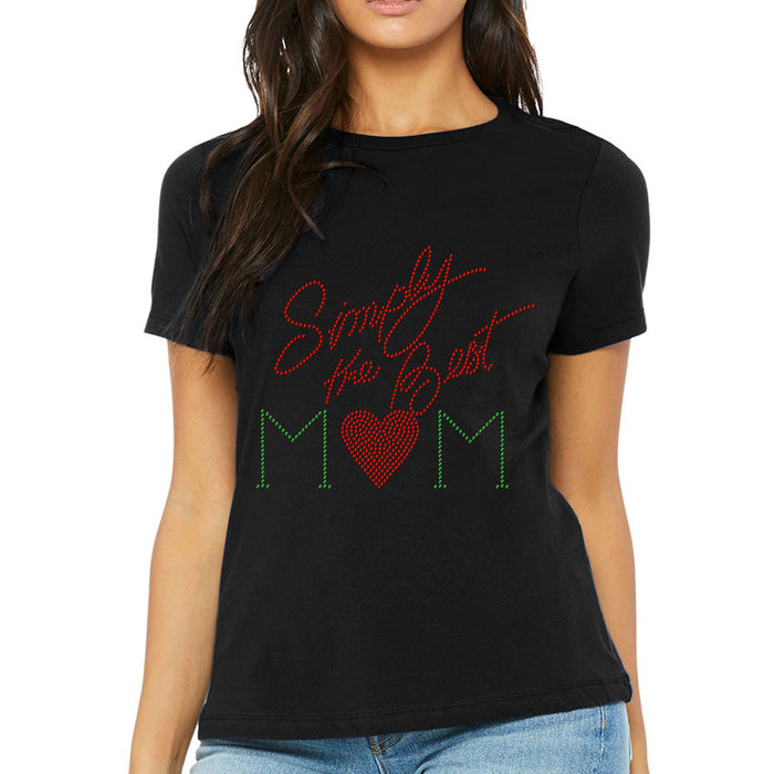 Rhinestone Bling Choose your Style Simpy the Best Mom Red Sparkle Family