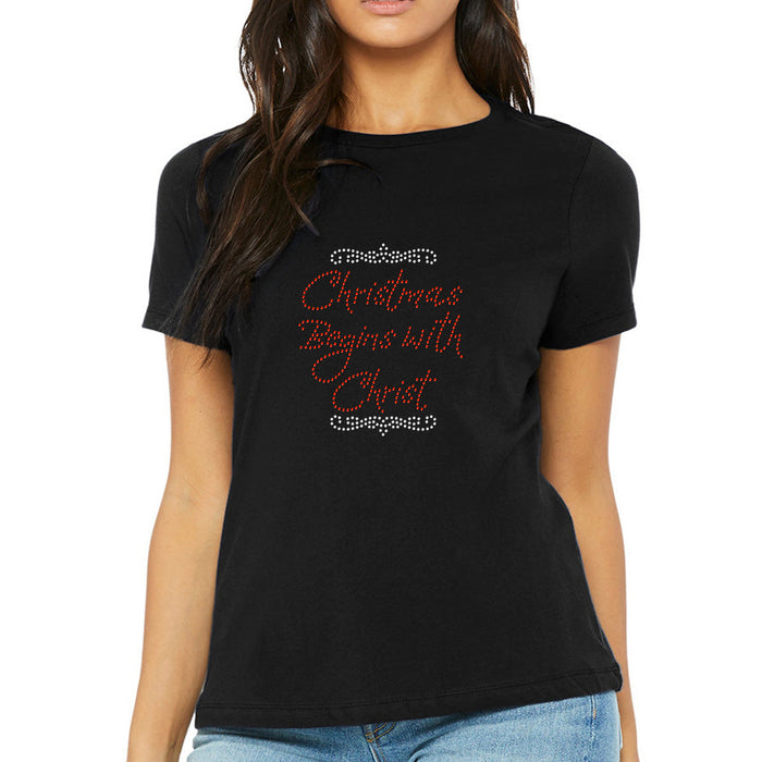 Rhinestone Bling Choose your Style Christmas Begins with Christ Christmas